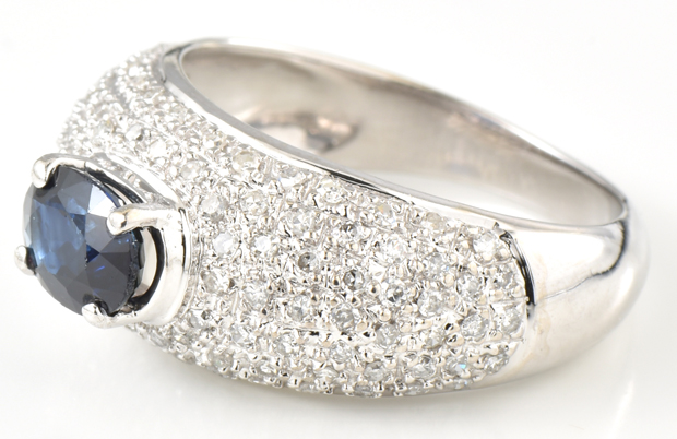 14K White Gold Sapphire and Diamond Ring