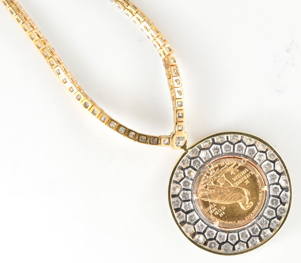 14K Yellow Gold 2½ Indian Coin Pendant