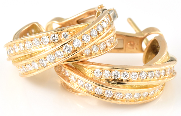 18K Yellow Gold Diamond Earrings