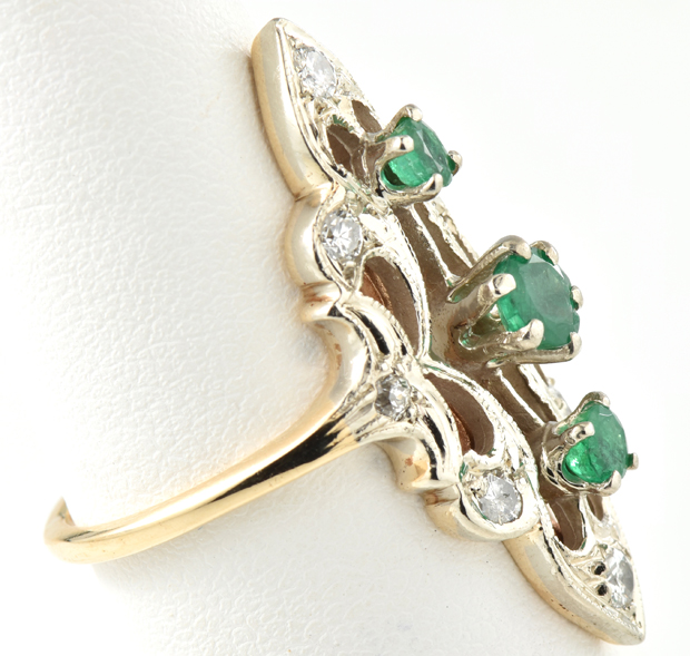14K Two-Tone Emerald Ring