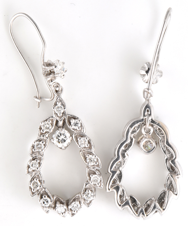 14K White Gold Diamond Earrings