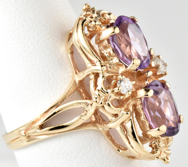 14K Yellow Gold Amethyst Ring