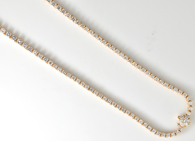 14K Yellow Gold Tennis Necklace
