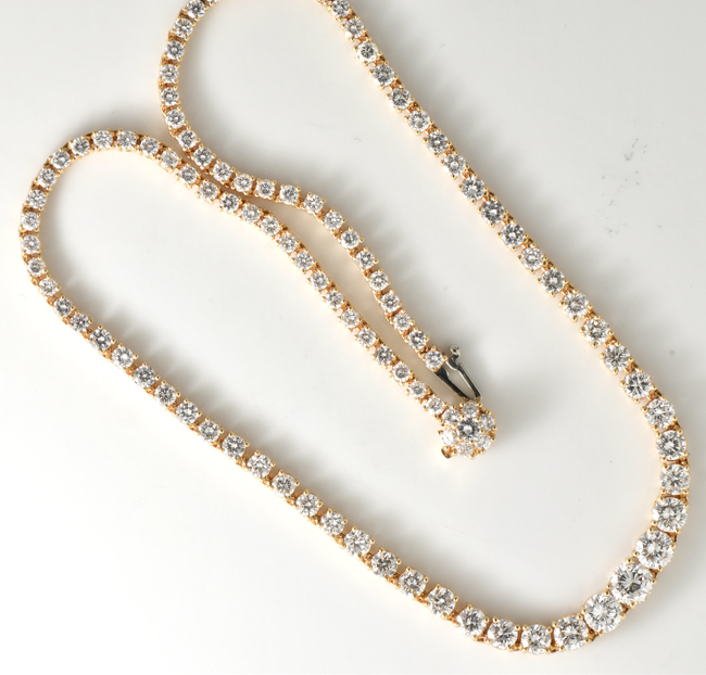 14K Yellow Gold Tennis Necklace