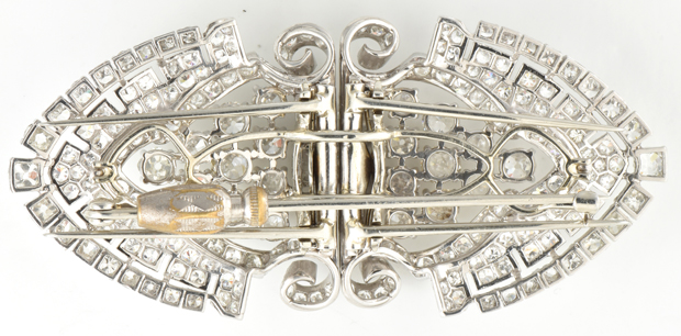 Platinum Diamond Double Clip Brooch