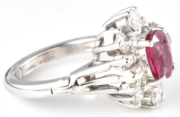 14K White Gold Ring with a 1.26 Carat Oval Natural Ruby, GIA #2191463260