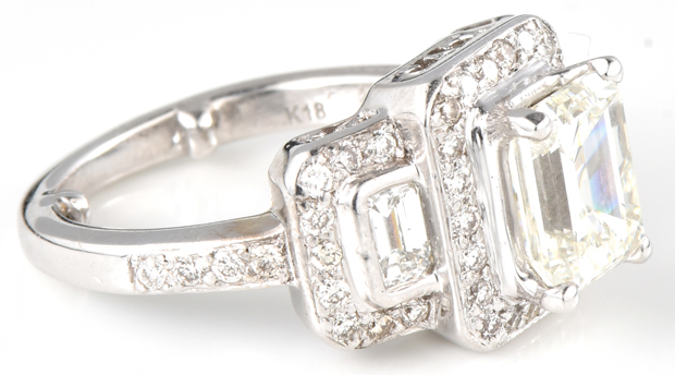 18K White Gold Diamond Ring with a 2.02 Carat Emerald Cut Diamond, GIA #5192355971