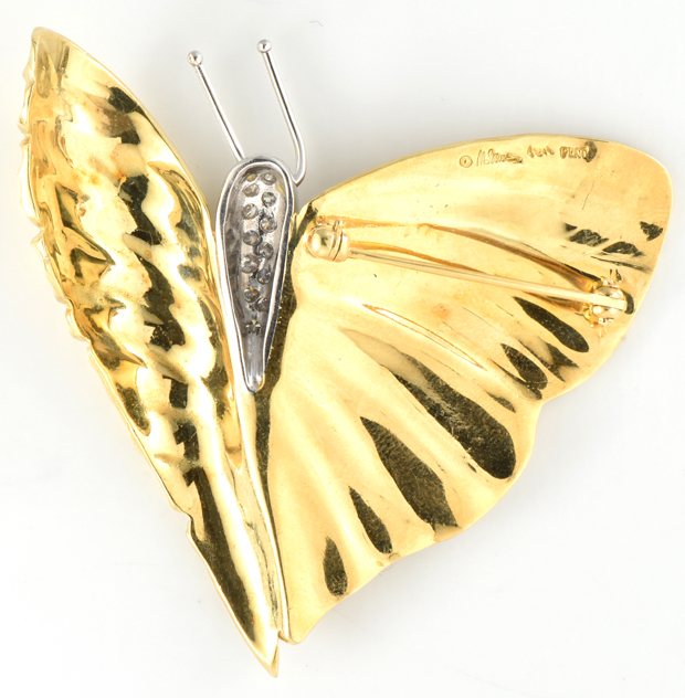 18K Yellow Gold and Platinum Pin