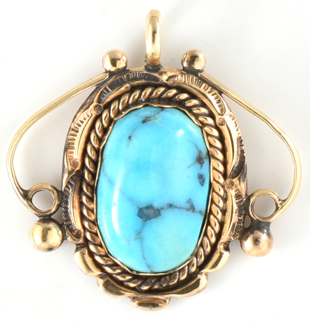 14K Yellow Gold Turquoise Pendants