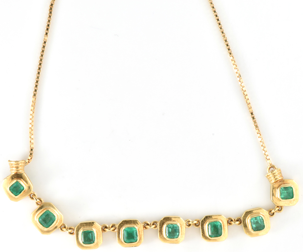 18K Yellow Gold Emerald Necklace