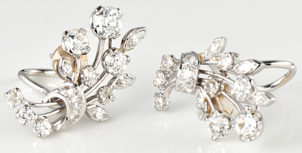 14K White Gold Diamond Earrings