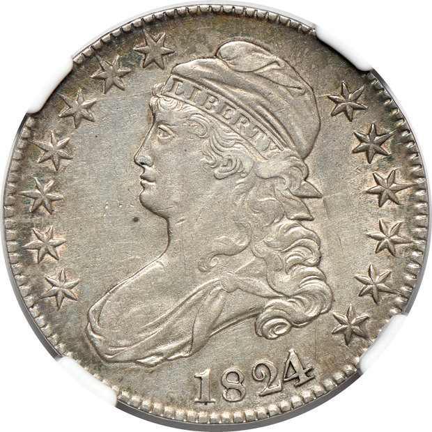 1822 AU details, 1824/1 O-101a XF details, and an 1839 AU details, all NGC cleaned
