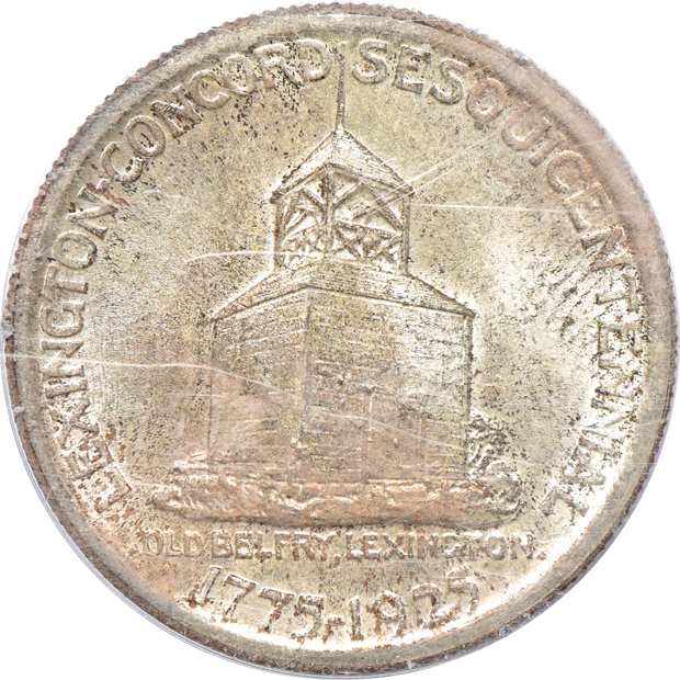 1925 Lexington MS-66, 1925 Stone Mountain MS-65 CAC, and a 1936 Gettysburg MS-65 CAC, all PCGS