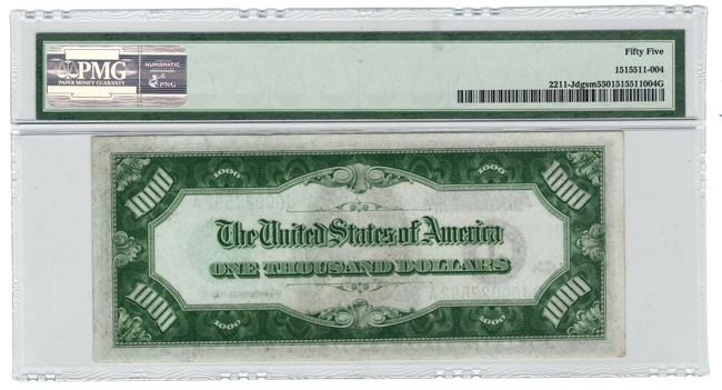 1934 $1,000 Kansas City Fr# 2211-Jdgsm - PMG AU-55