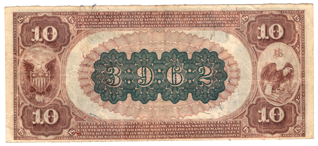 1882 $10 Brown Back - Litchfield, IL Charter #3962 - VF