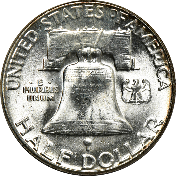 Complete collection of BU Franklin half-dollars in a Dansco 7165 album