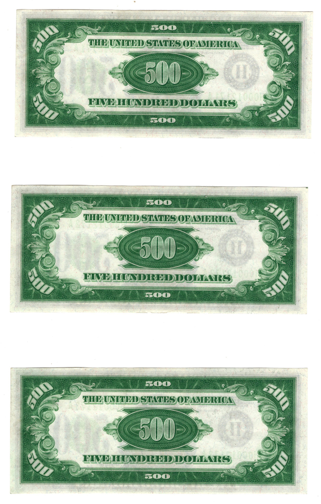 Seven sequential 1934 $500 St. Louis Fr# 2201H - AU