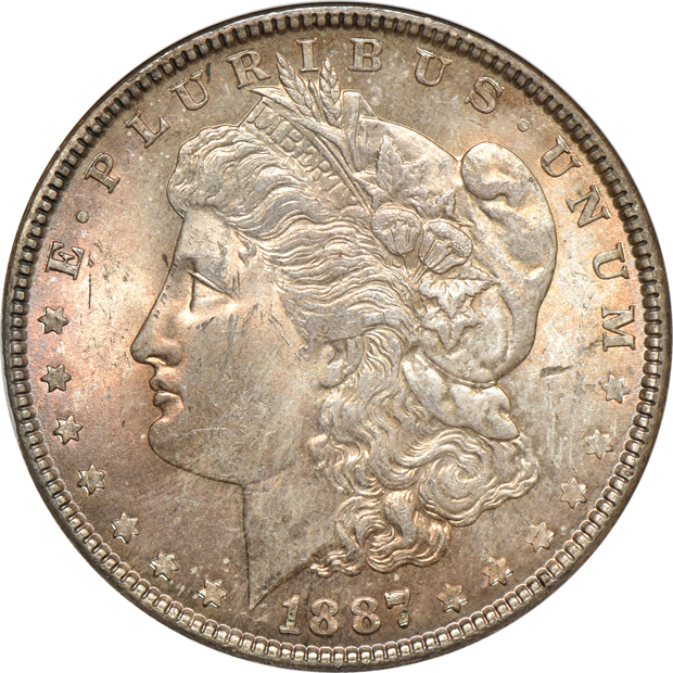 Ten Morgan silver dollars, all ANACS MS-64 (small slab)