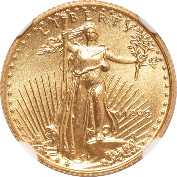 1986 through 1992 1/10oz American Gold Eagles, all NGC MS-69