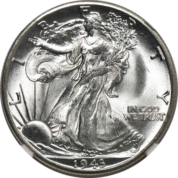 Two 1943, 1943-D, and two 1946-D, all NGC MS-66 CAC