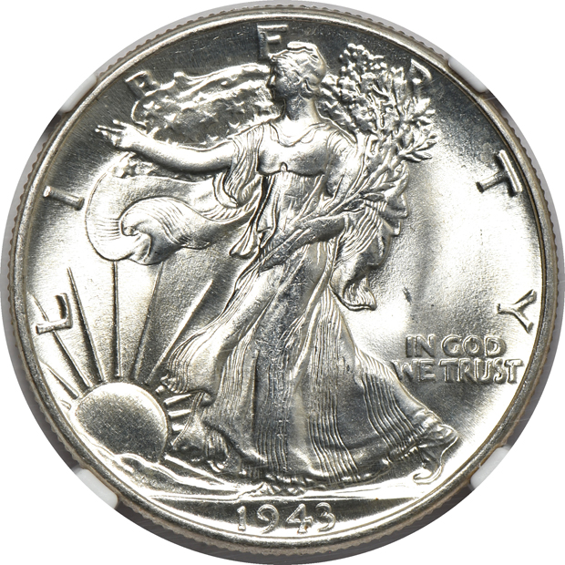 Two 1943, 1943-D, and two 1946-D, all NGC MS-66 CAC