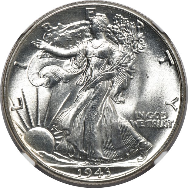 Two 1943, 1943-D, and two 1946-D, all NGC MS-66 CAC