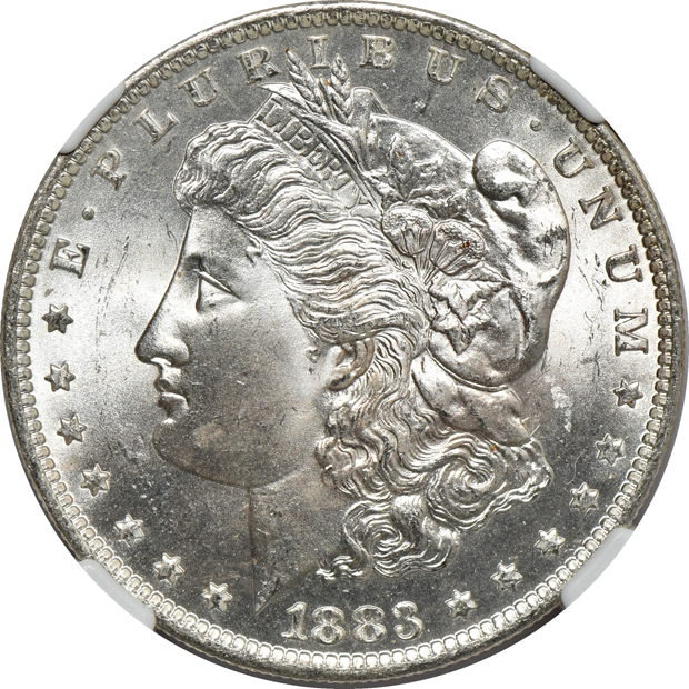 Six Morgan silver dollars certified by NGC, all CAC