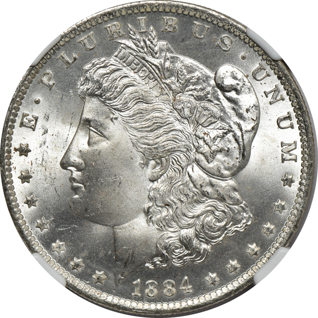Six Morgan silver dollars certified by NGC, all CAC
