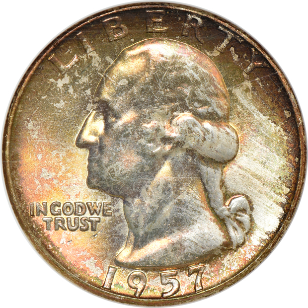 Seven Washington quarters, all NGC MS-67 CAC