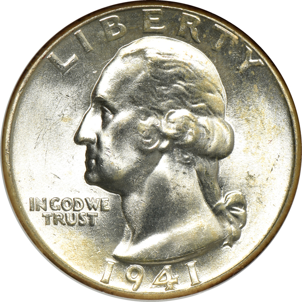 Five Washington quarters, all NGC MS-67