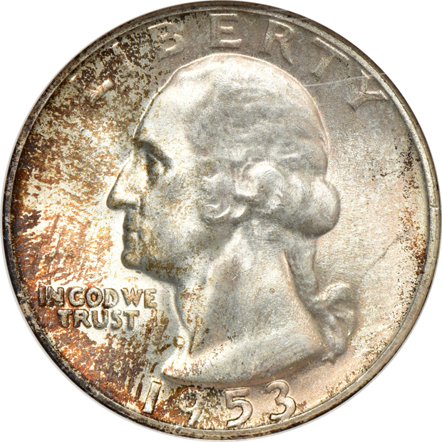 Four Washington quarters, all NGC MS-67