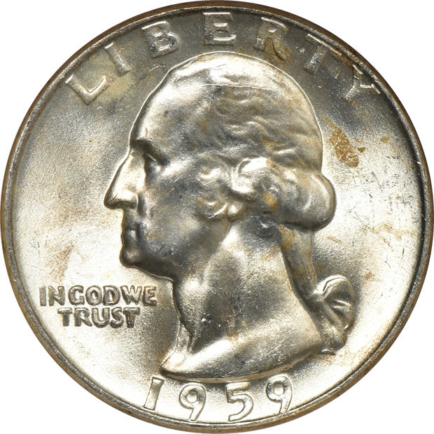 Six Washington quarters, all NGC MS-67