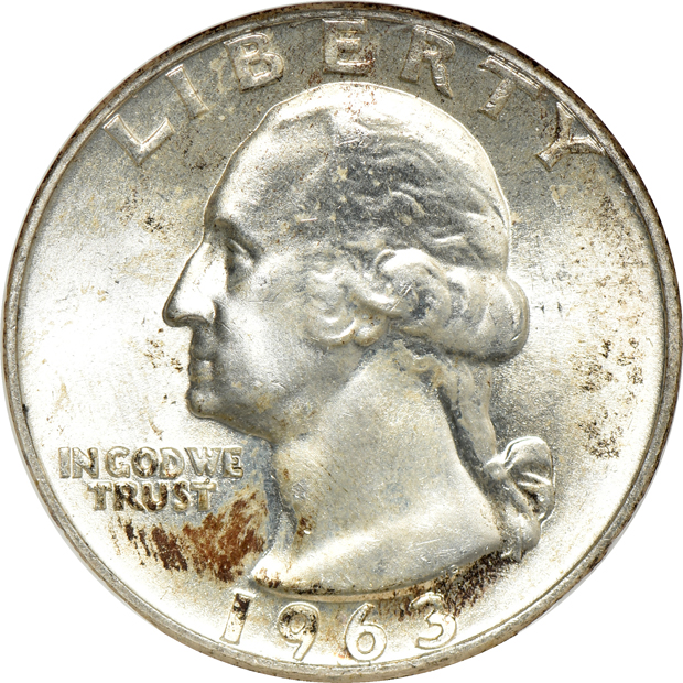Six Washington quarters, all NGC MS-67
