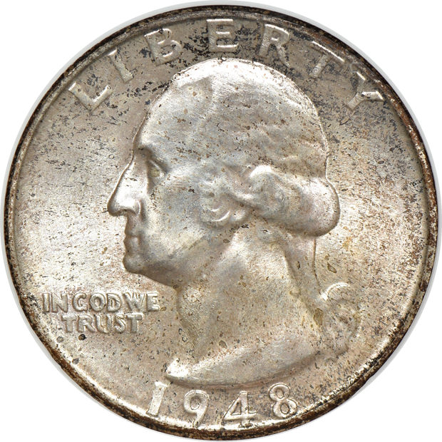 Four Washington quarters, all NGC MS-67