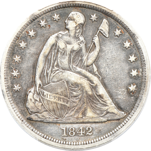 Group of five United States silver type coins certified by PCGS, as described