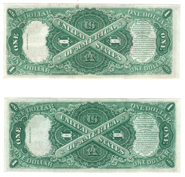 Sequential pair of 1917 $1 Fr# 36 - AU
