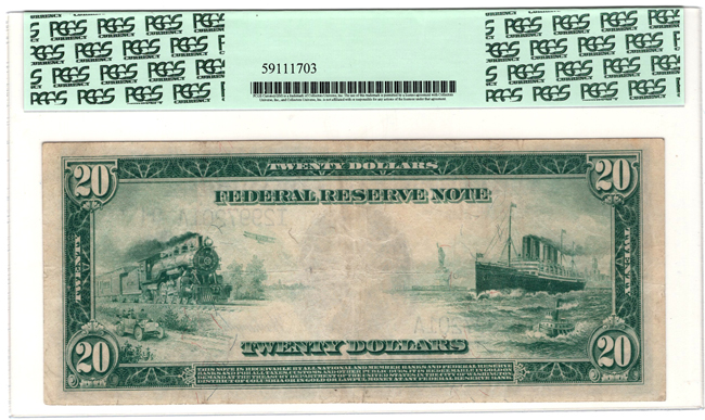 1914 $20 Minneapolis Blue Seal Fr# 997 - PCGS VF-25