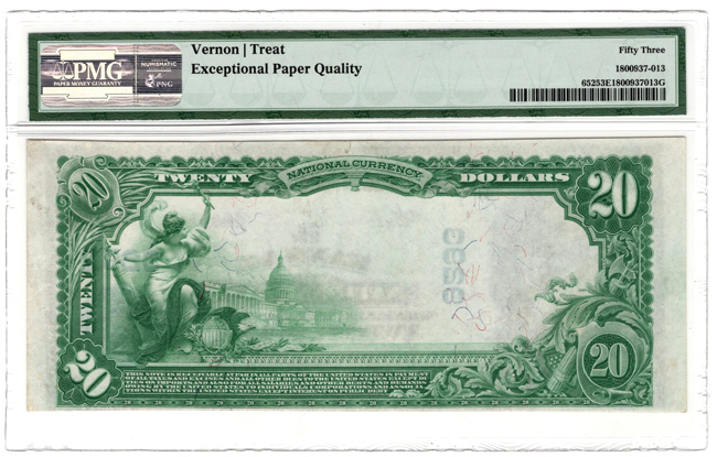 1902 $20 Blue Seal - Kansas, IL Charter #9293 - PMG AU-53/EPQ