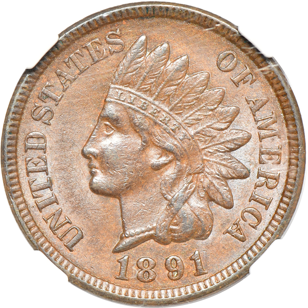 Five Indian Head cents certified by NGC