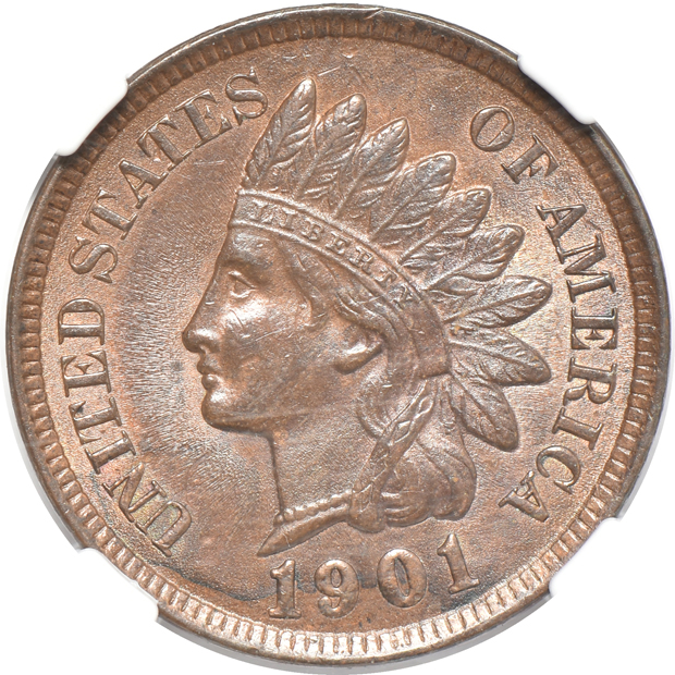 Five Indian Head cents certified by NGC
