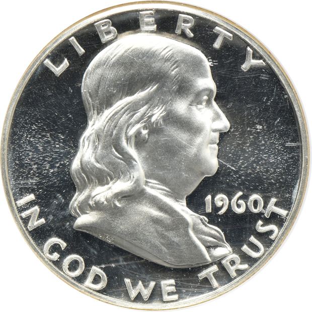 Six Franklin half-dollars certified PR-68 CAMEO by NGC