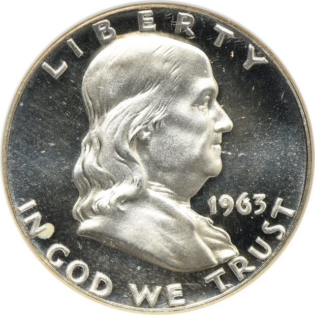 Six Franklin half-dollars certified PR-68 CAMEO by NGC