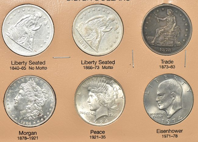 Collection of seventy-six U.S. type coins in a Dansco 7070 album