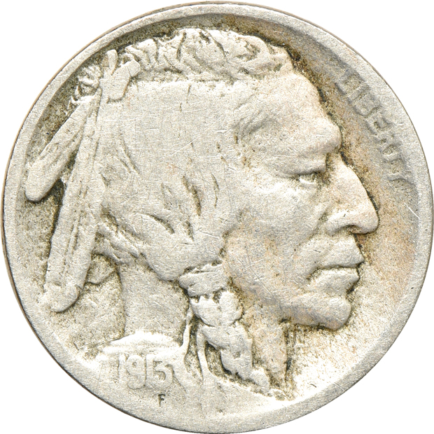 Sixty-four different Buffalo nickels in a Whitman 9408 album