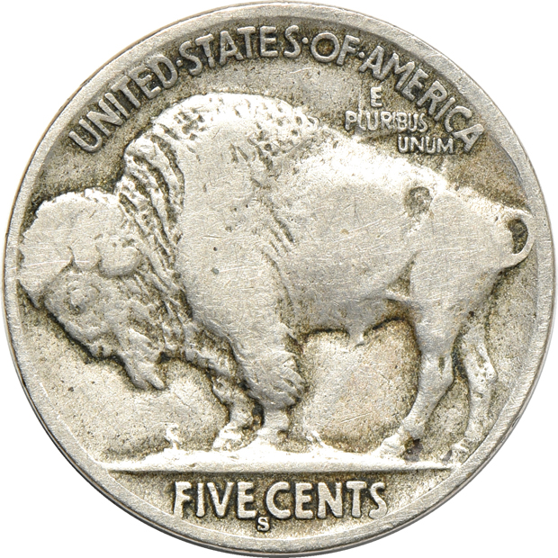 Sixty-four different Buffalo nickels in a Whitman 9408 album