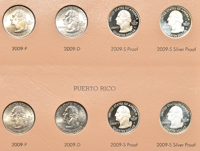 Complete collection of Washington quarters, including proof-only issues, 1932 through 2009-S in four Dansco albums