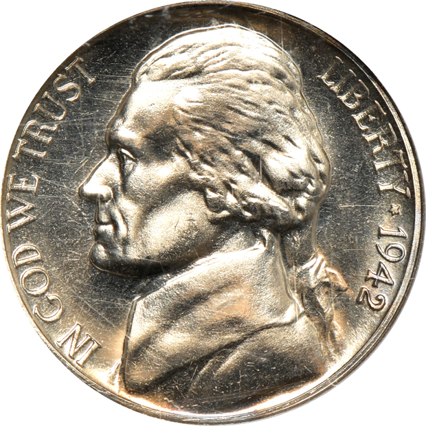 Five certified 1942 Proof coins