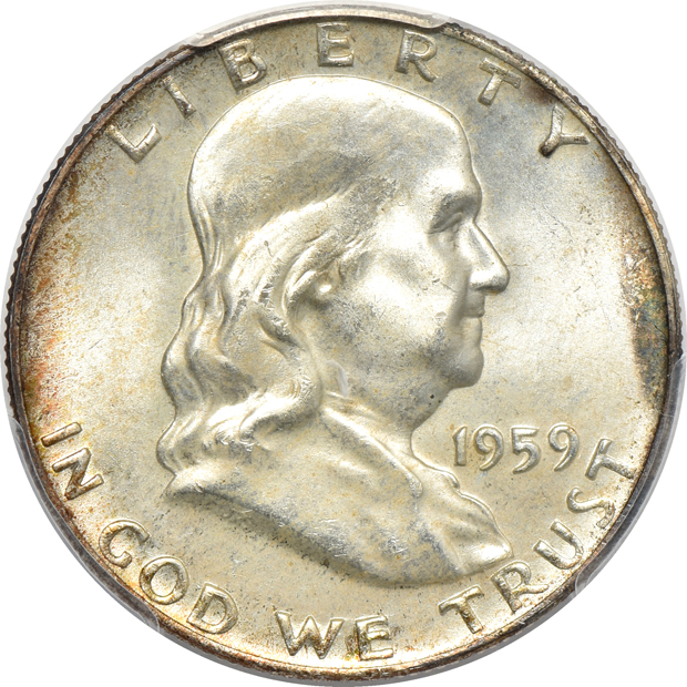 Four certified Franklin half-dollars