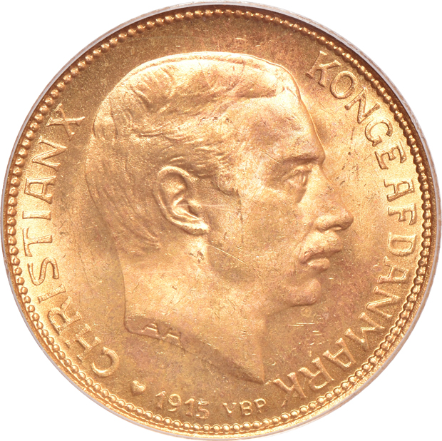 Multiple - 1913-A Prussia Military Bust 20 mark PCGS MS-64, 1915-VBP Denmark 20 kroner, and a 1949 Swiss 20 franc NGC MS-66 (no line)