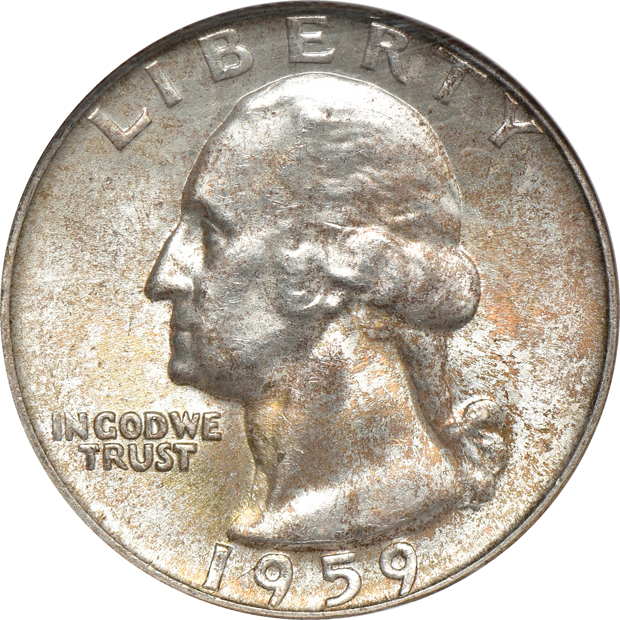 Eight high grade certified silver Washington quarters